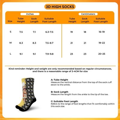 3D high Socks Size Chart - What We Do In The Shadows Store