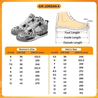 Air Jordan 4 Shoes Size Chart - What We Do In The Shadows Store