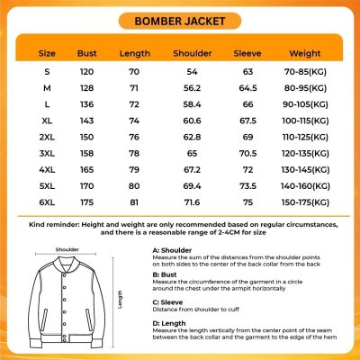 Bomber Jacket Size Chart - What We Do In The Shadows Store
