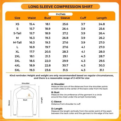 Long Compression shirt Size chart - What We Do In The Shadows Store