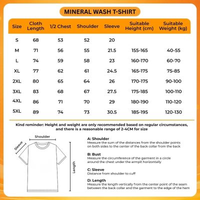 Mineral Wash T Shirt Size Chart - What We Do In The Shadows Store