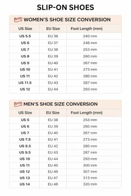 Slip On Shoes Size Chart - What We Do In The Shadows Store